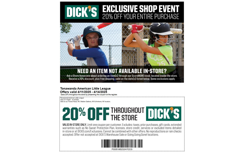 Dick's Sporting Goods TALL Coupon 04/11-04/14